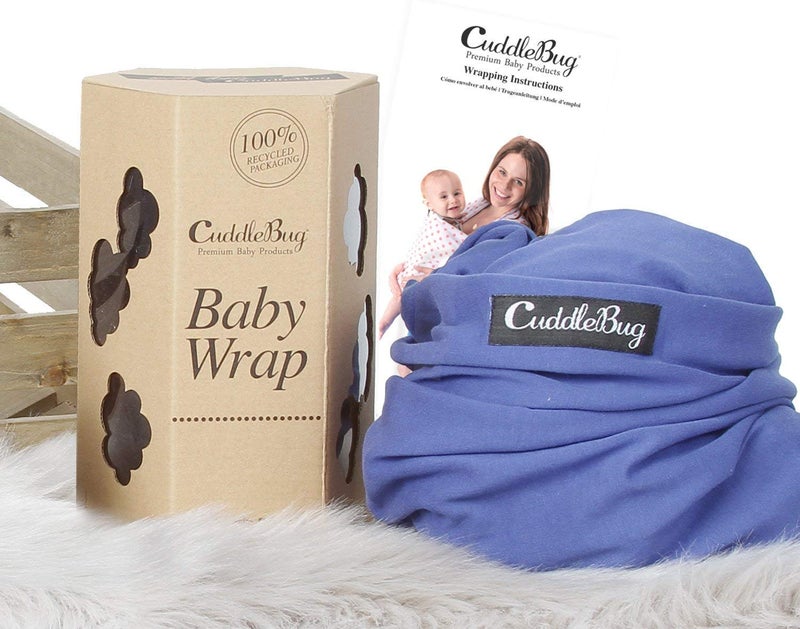 Cuddle Bug Cuddlebug Hands-Free Baby Carrier - Soft & Stretchy Wrap for Newborn to Toddler 7-35 lbs - One-Size-Fits-All Hip-Healthy Holder (Blue) - Image 3