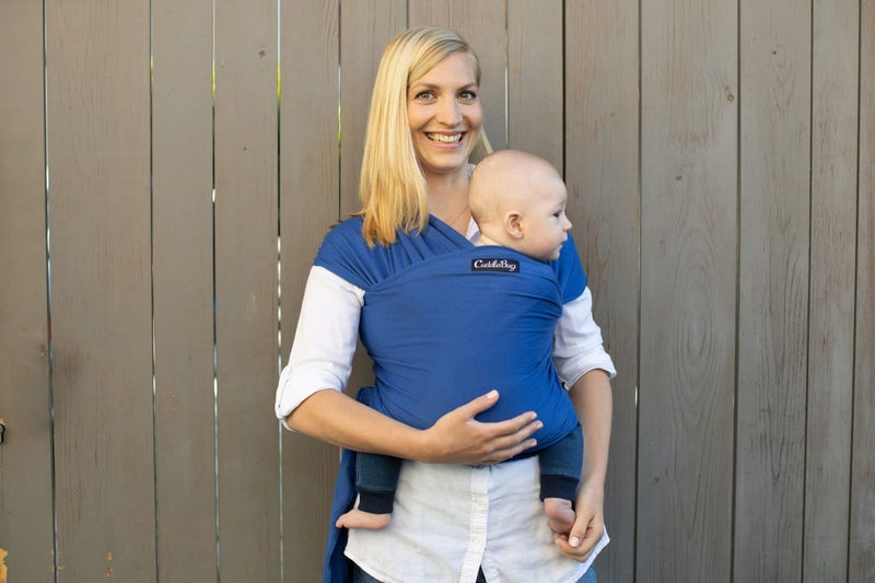 Cuddle Bug Cuddlebug Hands-Free Baby Carrier - Soft & Stretchy Wrap for Newborn to Toddler 7-35 lbs - One-Size-Fits-All Hip-Healthy Holder (Blue) - Image 2