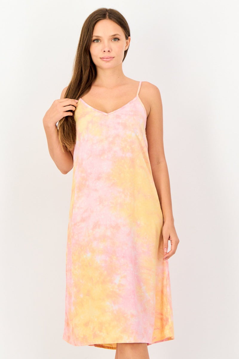 zivame Women Tie Dye Print Sleeveless Sleeping Dress, Multicolor - Image 1