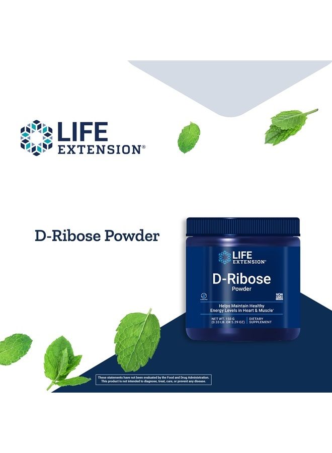 Life Extension مسحوق D-Ribose - لإدارة الطاقة وصحة القلب - مكمل صحة العضلات بعد التمرين - نباتي، خالي من الغلوتين، غير معدل وراثيًا - 150 جرام (30 حصة) - Image 4