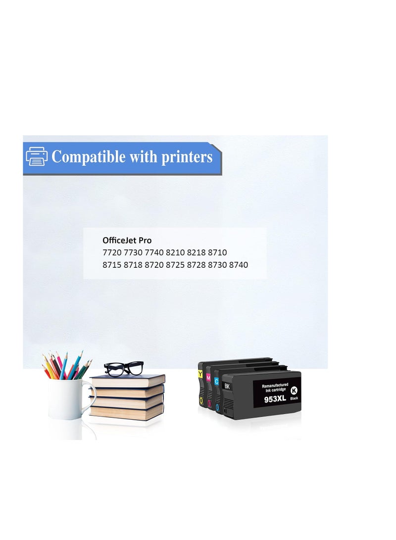 Terabyte 953XL Ink Cartridges Compatible with HP 953 953XL Multipack for OfficeJet Pro 7720 7730 7740 8210 8218 8710 8715 8718 8720 8725 8728 8730 8740 (4 Pack, Black Cyan Magenta Magenta Yellow Cyan ) - Image 4