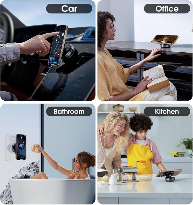 NIYANETAIL Magnetic Phone Holder for Car with Strong Vacuum Suction Cup | 360° Adjustable Mount for Dashboard, Windshield, Mirror & Shower | Universal Mobile Holder Compatible with All Smartphones - Image 4