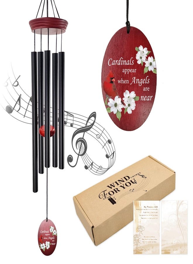 هوارمر أجراس رياح تذكارية على شكل طائر الكاردينال - أجراس رياح مُعدّة خصيصًا للتعزية، تحمل عبارة "يظهر طائر الكاردينال عندما تكون الملائكة قريبة"، مع شراع رياح على شكل طائر أحمر، هدية مثالية للحديقة الخارجية في حال فقدان عزيز، أو أم، أو جدة. - Image 1