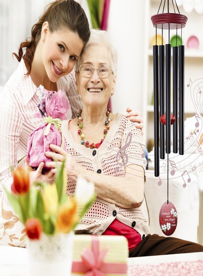 هوارمر أجراس رياح تذكارية على شكل طائر الكاردينال - أجراس رياح مُعدّة خصيصًا للتعزية، تحمل عبارة "يظهر طائر الكاردينال عندما تكون الملائكة قريبة"، مع شراع رياح على شكل طائر أحمر، هدية مثالية للحديقة الخارجية في حال فقدان عزيز، أو أم، أو جدة. - Image 2