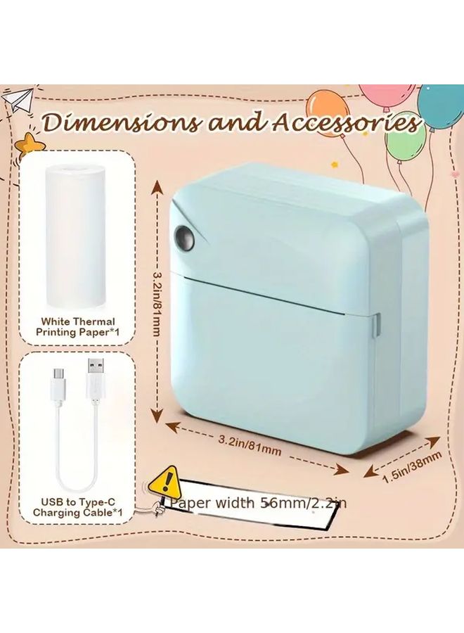Blue Mini Thermal Sticker Printer Wireless Portable For Photos Notes Memos - Image 3