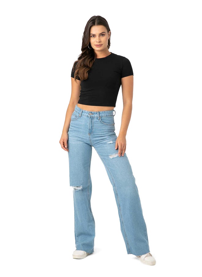 Marco Bergamo - Crew Neck Cropped Plain Top - Image 1