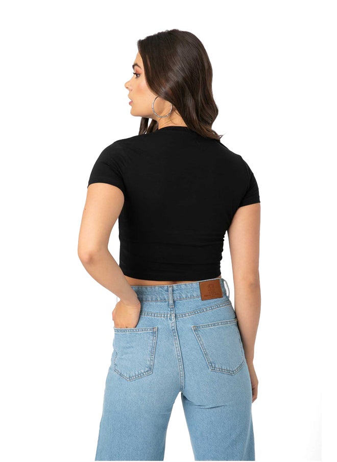 Marco Bergamo - Crew Neck Cropped Plain Top - Image 1