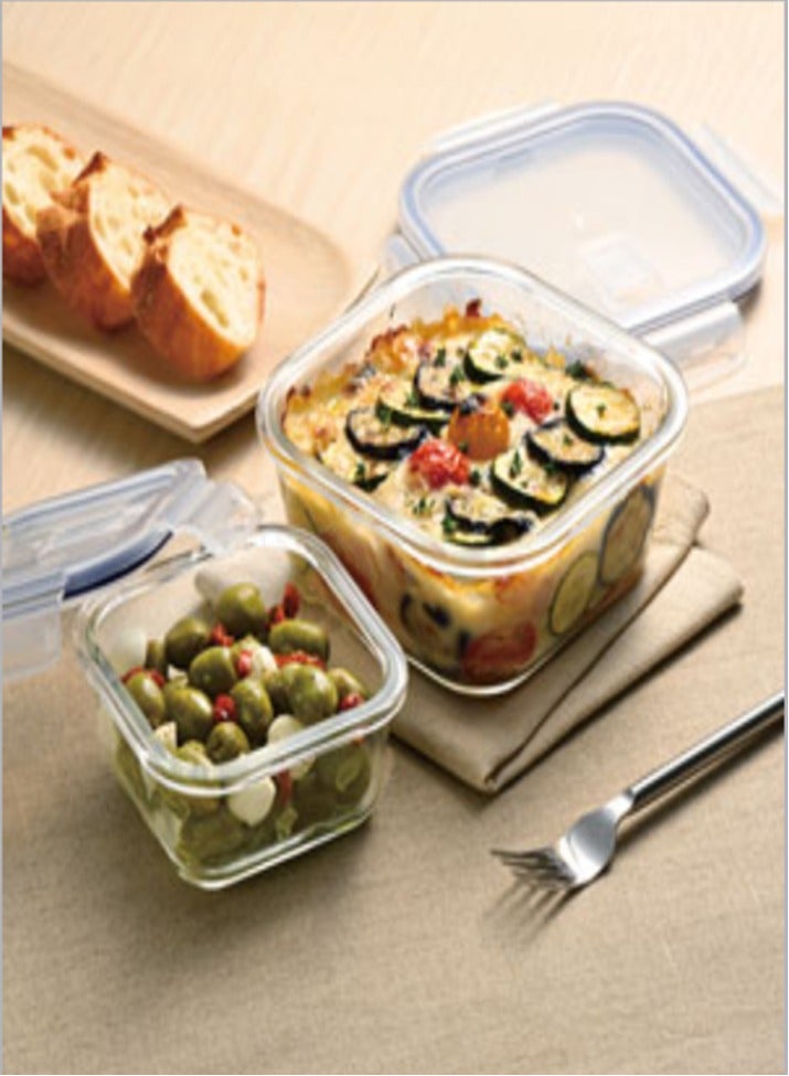 FUSION Stylish and Durable: 2-Piece Square Glass Food Storage Containers (530ml & 800ml) - Image 2