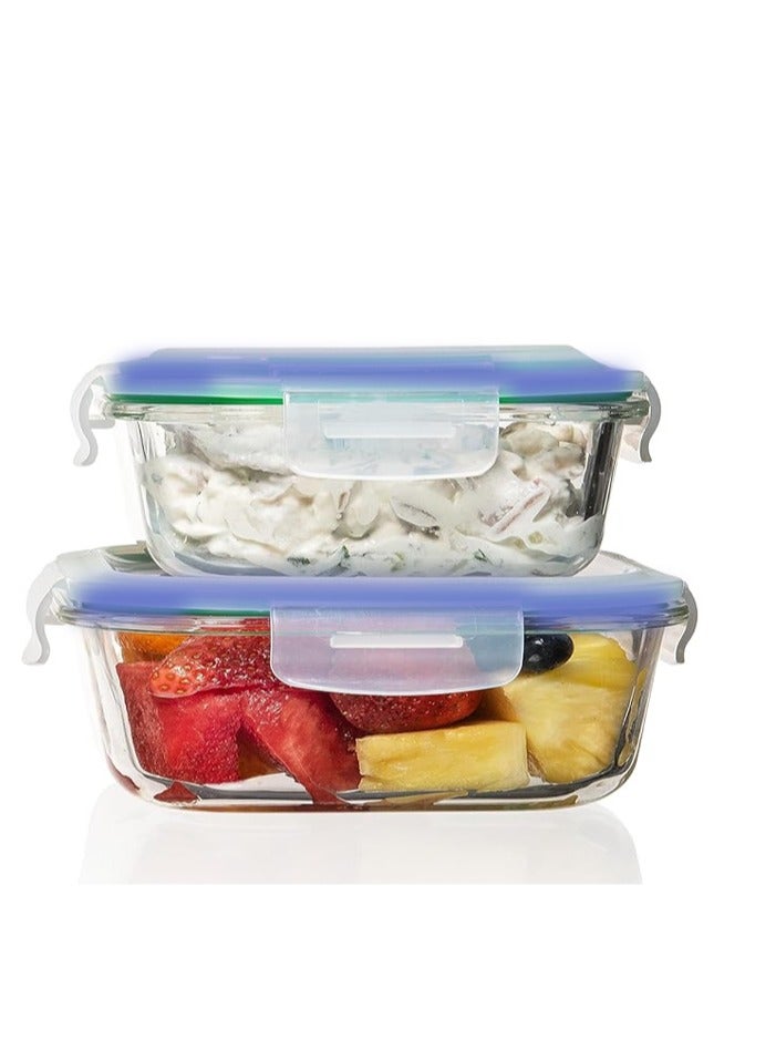 FUSION Stylish and Durable: 2-Piece Square Glass Food Storage Containers (530ml & 800ml) - Image 1
