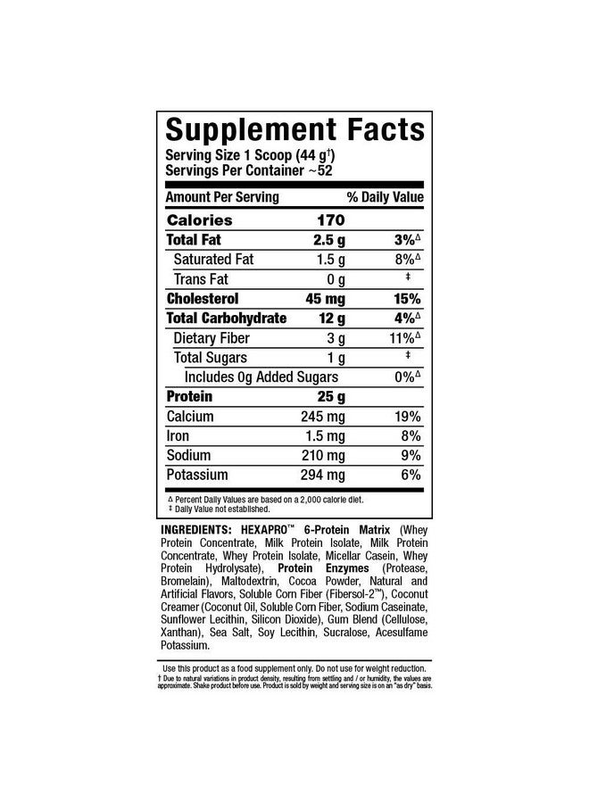 أولماكس نيوتريشن ALLMAX HEXAPRO، شوكولاتة - 5 أرطال - 25 جرامًا من البروتين لكل حصة - إطلاق مستدام لمدة 8 ساعات - خالٍ من السكر - 52 حصة - Image 4