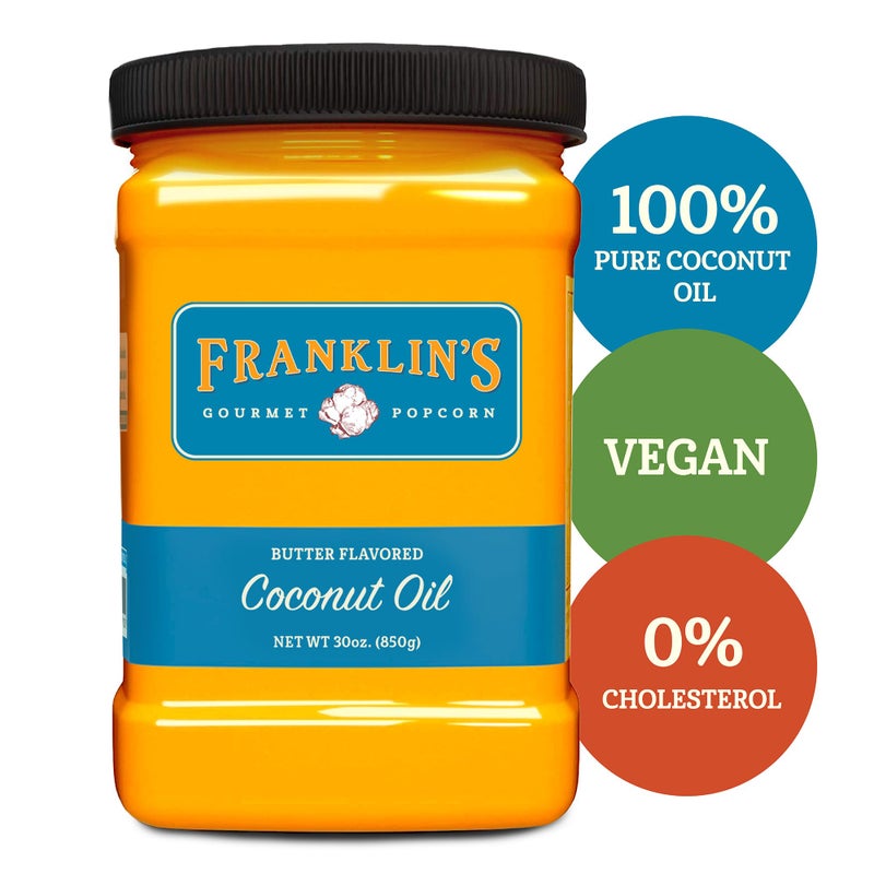 Franklin's Gourmet Popcorn Franklin’s Gourmet Popcorn Butter Flavored Coconut Oil - 30 oz- Zero Trans Fat - Vegan & Gluten Free Movie Theater Popcorn Butter Oil - Image 2