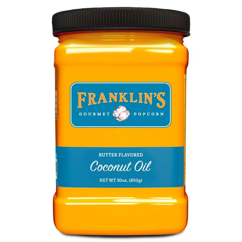 Franklin's Gourmet Popcorn Franklin’s Gourmet Popcorn Butter Flavored Coconut Oil - 30 oz- Zero Trans Fat - Vegan & Gluten Free Movie Theater Popcorn Butter Oil - Image 1