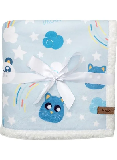 Hamur Baby White Blue Dream Fluffy Blanket 80x100 cm