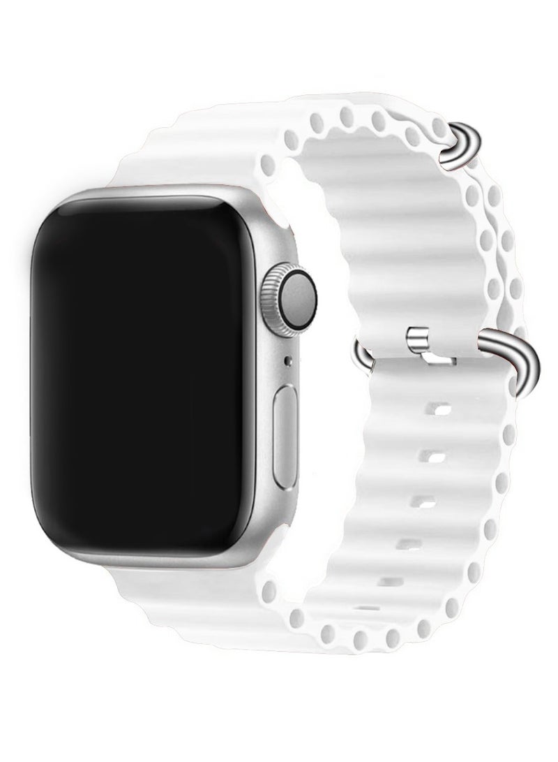 CATANES Apple Watch Ocean Band 41mm 40mm 38mm Soft Silicone Loop Strap for iWatch Series 8/7/SE/6/5/4/3/2/1 White  - Image 2