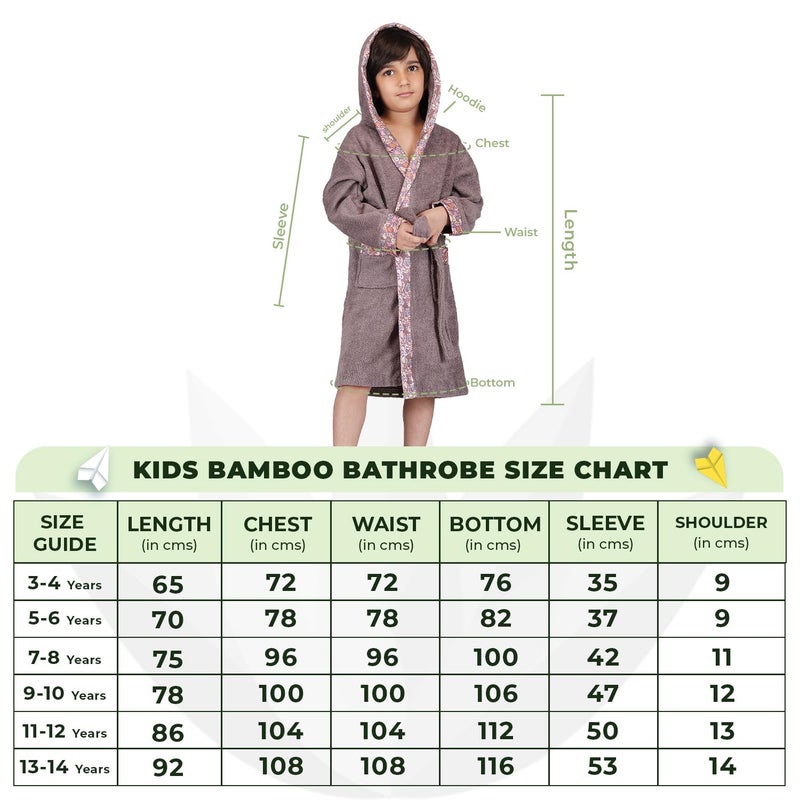Rangoli Premium 100% Bamboo Kids Bathrobe, 500 GSM - Ultra Soft Hooded Bathrobe for Boys, Ash - Image 4