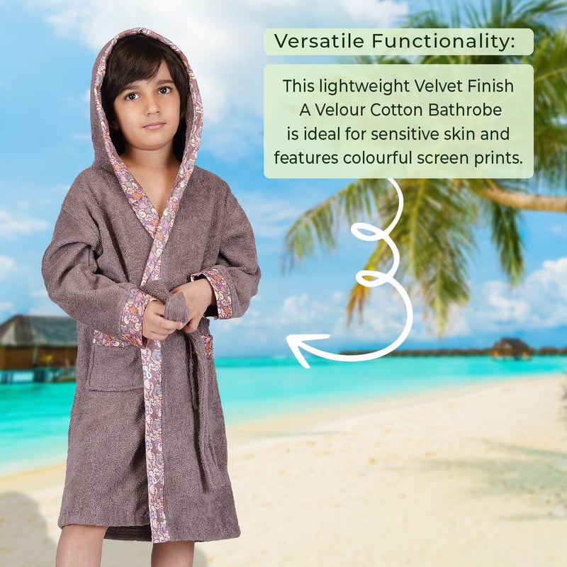 Rangoli Premium 100% Bamboo Kids Bathrobe, 500 GSM - Ultra Soft Hooded Bathrobe for Boys, Ash - Image 5