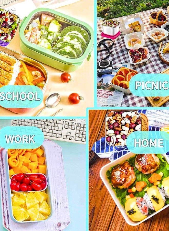 Chase Up 6 Pack 6 oz Stainless Steel Kids Containers Easy Open Leakproof Metal Snack Containers with Silicone Lids, Stackable Lunch Box - Image 2