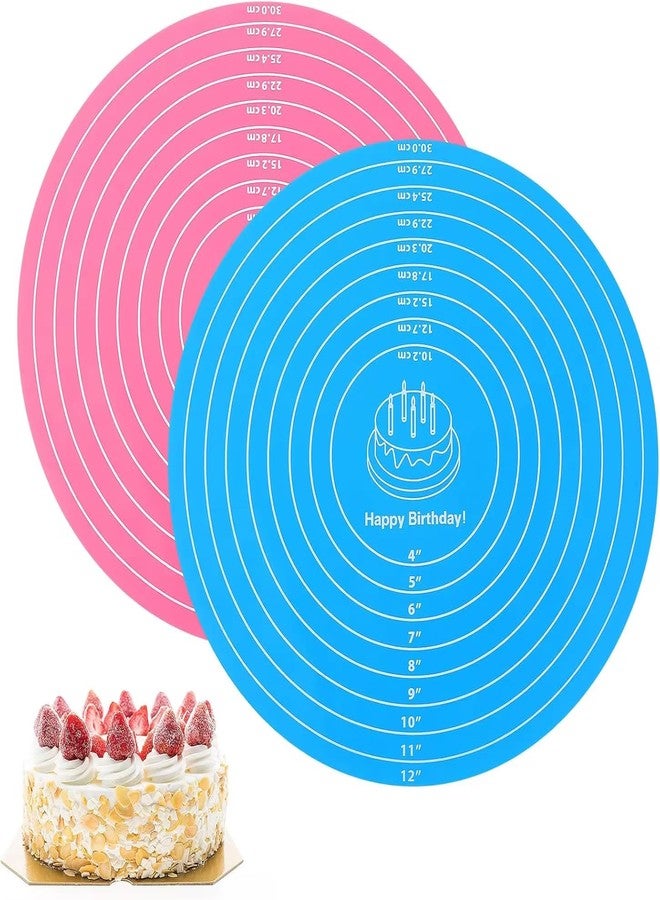 SHOAIB Pack of 2 Round Silicone Mat with Measurements for Baking & Dough Rolling Round Mat for Roti, Chapati, Pizza & Cake | Reusable Silicone Baking Mat (Mix Colour) - Image 1
