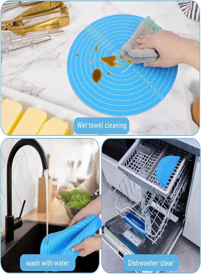 SHOAIB Pack of 2 Round Silicone Mat with Measurements for Baking & Dough Rolling Round Mat for Roti, Chapati, Pizza & Cake | Reusable Silicone Baking Mat (Mix Colour) - Image 2