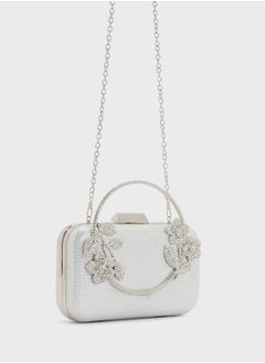 Khizana Floral Detail Diamante Clutch Bag  - Image 3