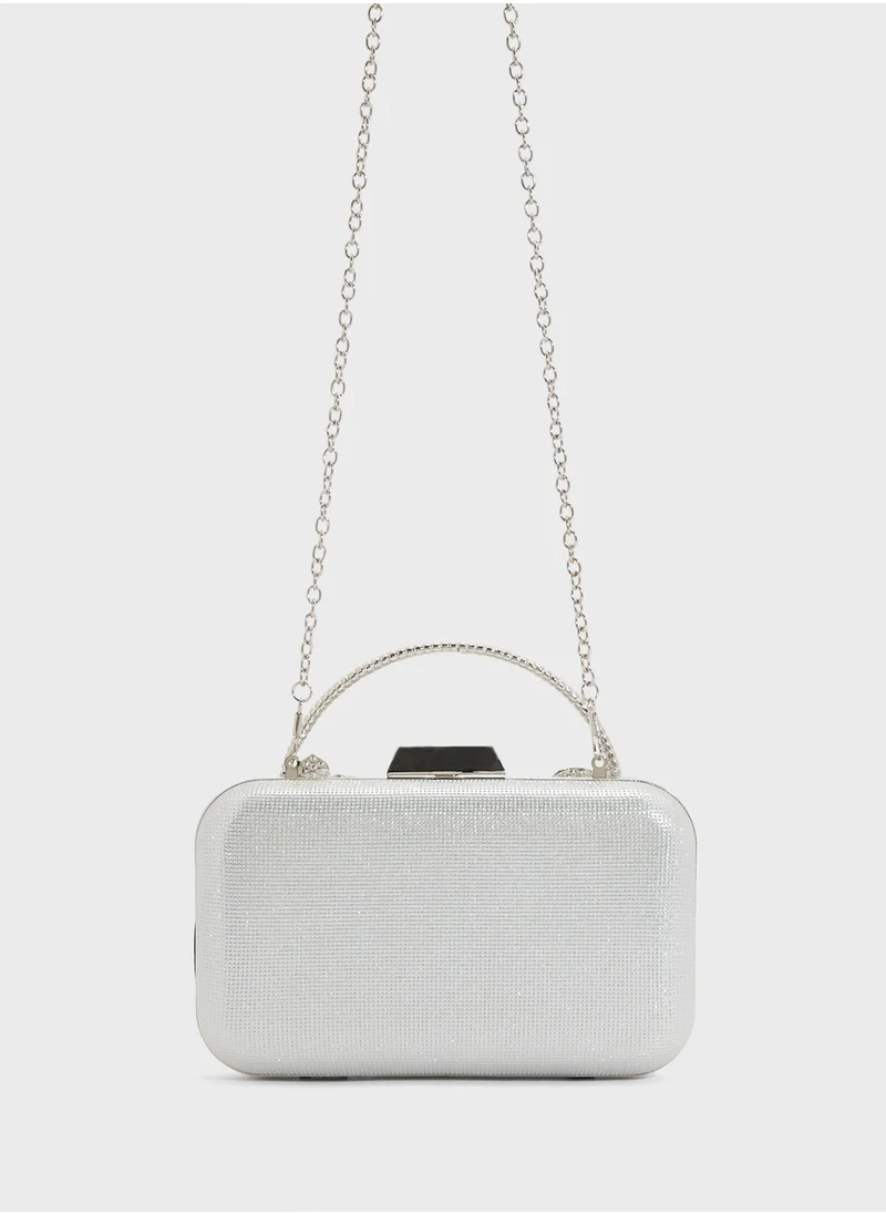 Khizana Floral Detail Diamante Clutch Bag