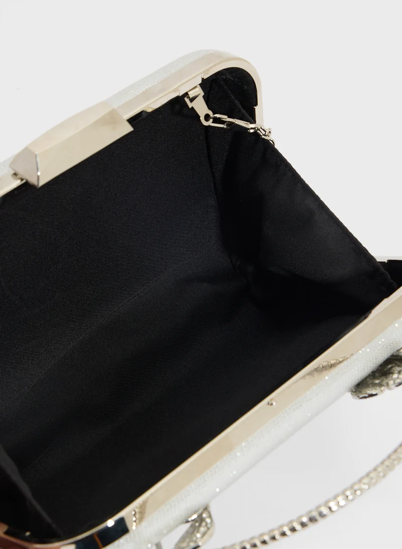 Khizana Floral Detail Diamante Clutch Bag