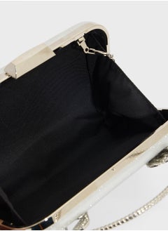 Khizana Floral Detail Diamante Clutch Bag  - Image 5