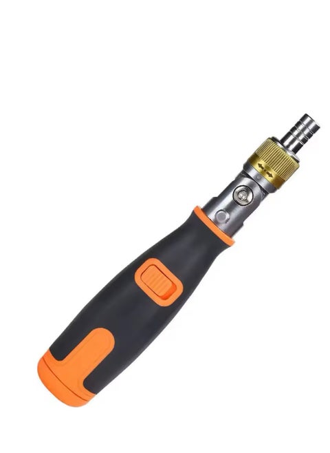 10 In 1 Portable Ratchet Screwdriver Multifunctional Hidden Screwdriver Head Corner Capable Multi Angle Screwdriver Set (Orange)