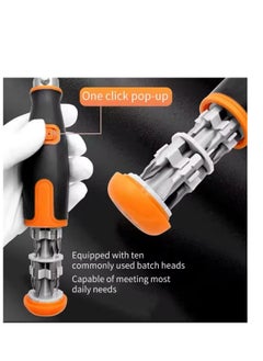 BLUE CORAL 10 In 1 Portable Ratchet Screwdriver Multifunctional Hidden Screwdriver Head Corner Capable Multi Angle Screwdriver Set (Orange)  - Image 3