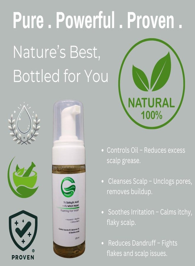 Greenviv Salicylic Acid Foaming Hair Wash for Dandruff & Scalp Care | with Witch Hazel | Controls Dandruff, Regulates Oil & Promotes Healthy Scalp | Sulfate-Free | 125 - Image 2