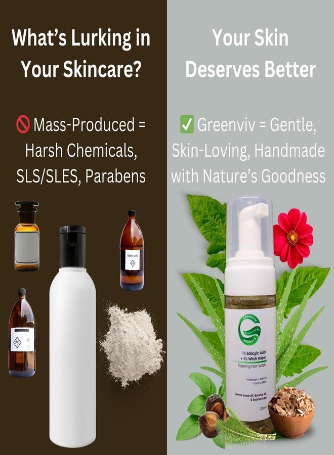 Greenviv Salicylic Acid Foaming Hair Wash for Dandruff & Scalp Care | with Witch Hazel | Controls Dandruff, Regulates Oil & Promotes Healthy Scalp | Sulfate-Free | 125 - Image 3