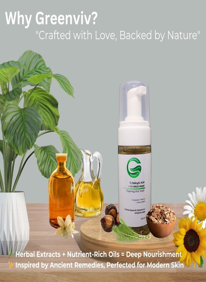 Greenviv Salicylic Acid Foaming Hair Wash for Dandruff & Scalp Care | with Witch Hazel | Controls Dandruff, Regulates Oil & Promotes Healthy Scalp | Sulfate-Free | 125 - Image 4