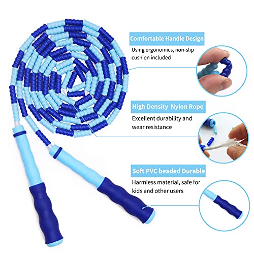 Leeboom Jump Rope, Adjustable Length Tangle-Free Segmented Soft Beaded Skipping Rope, Fitness Jump Rope for Kids, Man, and Women Weight Loss 9.2 Feet - Image 3