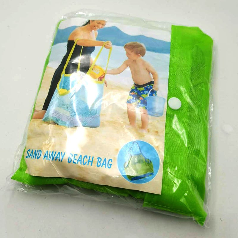 Beach Toy Storage Bag for Kids with Towel Mat Green Bag Blue Net Large