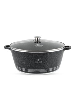 Life Smile 36cm (13 Liter) LIFE SMILE Cooking Pot | aluminum Soup Pot With Glass Lid | 100% PFOA Free, Fixed Handle | Multi Layer Non-Stick Granite Coating | oven safe  - Image 1