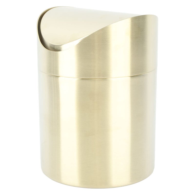 Compact Stainless Steel Office Desktop Trash Can Fingerprint Proof Space Saving Gold - Image 2