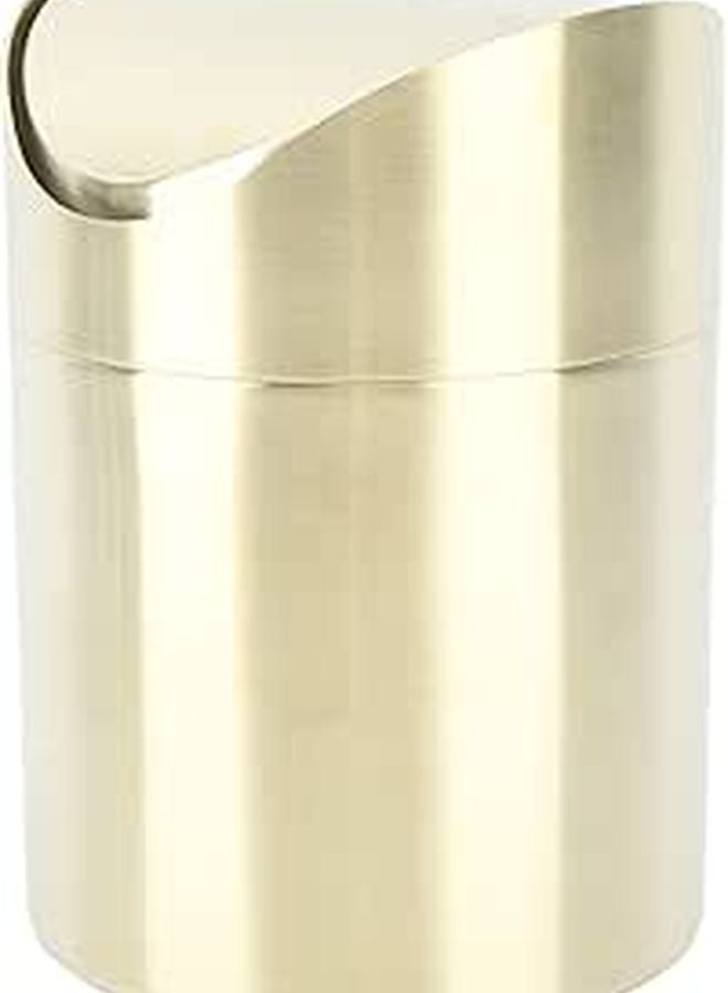Compact Stainless Steel Office Desktop Trash Can Fingerprint Proof Space Saving Gold - Image 1