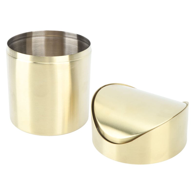 Compact Stainless Steel Office Desktop Trash Can Fingerprint Proof Space Saving Gold - Image 3