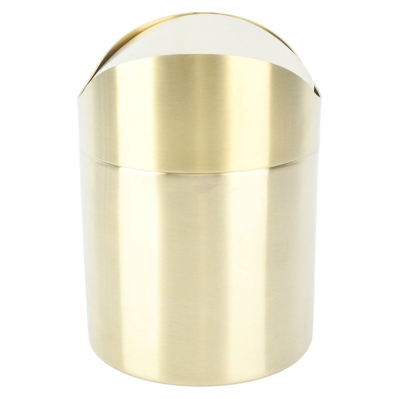 Compact Stainless Steel Office Desktop Trash Can Fingerprint Proof Space Saving Gold - Image 5