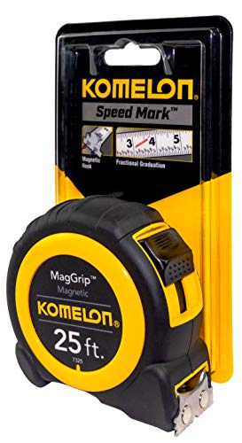 Komelon 7325; 25' x 1" Magnetic MagGrip Tape Measure, Yellow/Black - Image 2