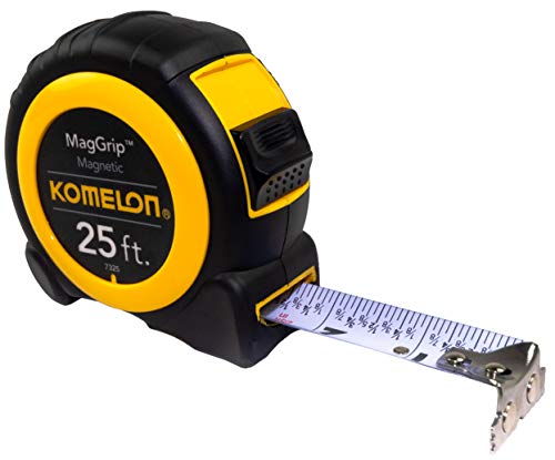 Komelon 7325; 25' x 1" Magnetic MagGrip Tape Measure, Yellow/Black - Image 5