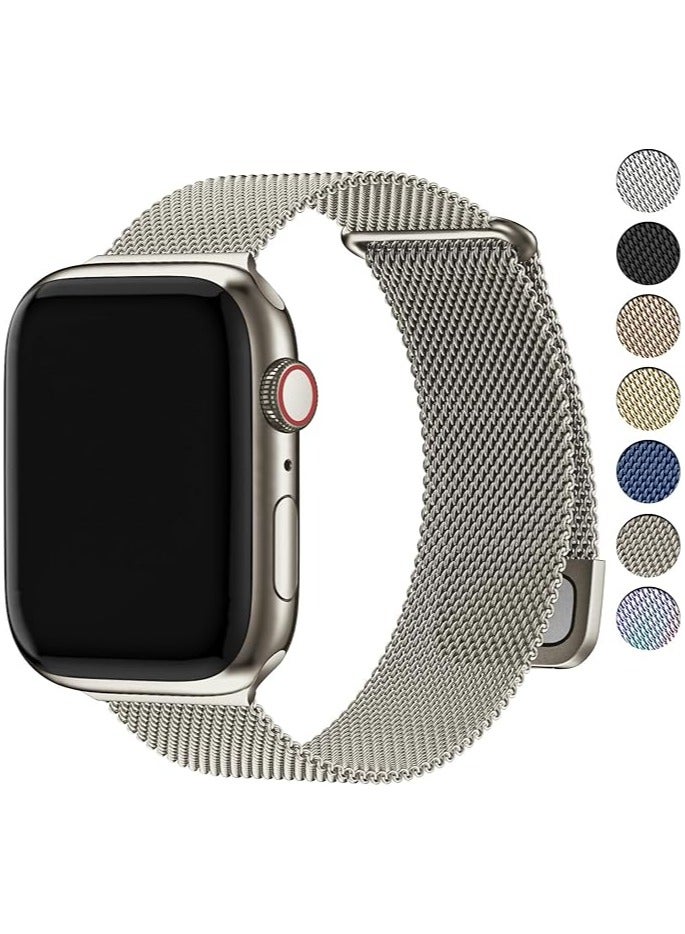 متوافق مع سوار ساعة Apple Watch مقاس 42 مم للنساء والرجال، سوار معصم معدني مغناطيسي من الفولاذ المقاوم للصدأ متوافق مع سلسلة iWatch Ultra - Image 1