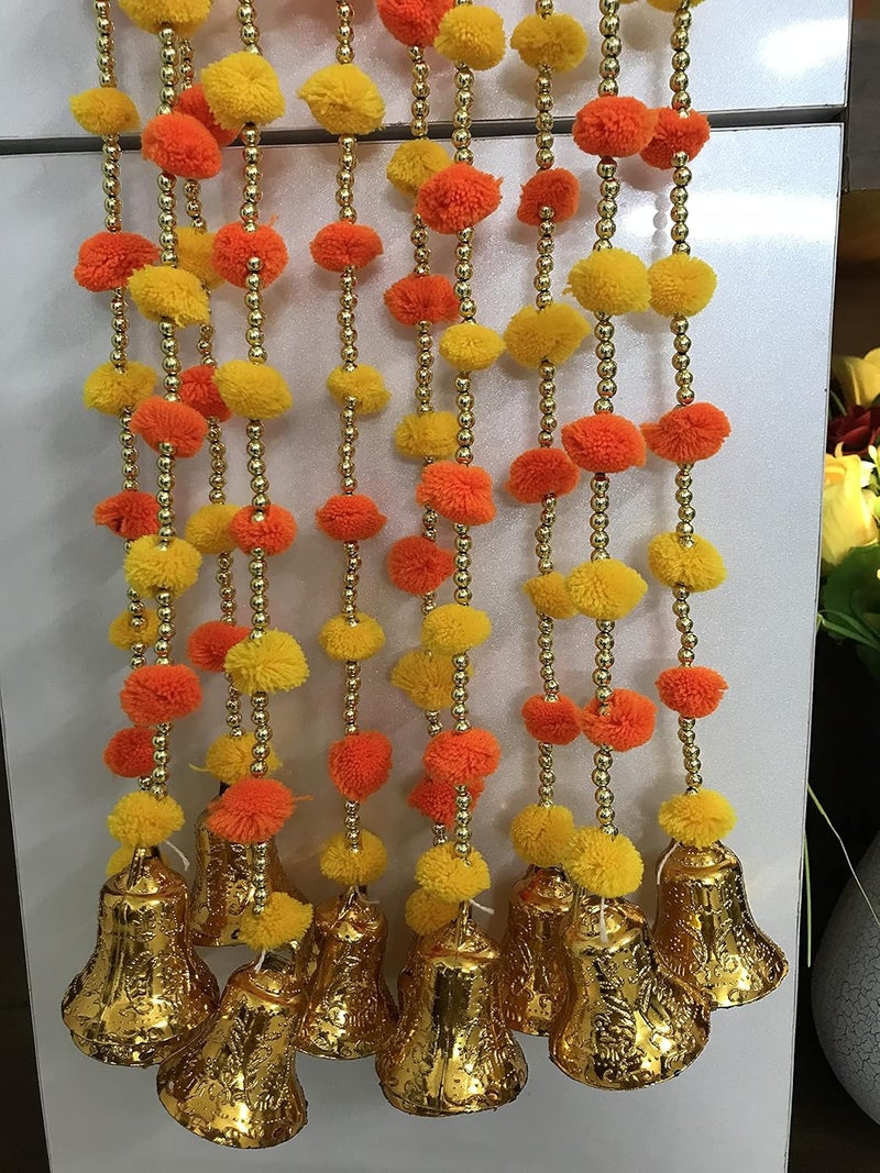 Magpie Document Bag Magpie Collections Handmade Yellow Orange Strings Pom Pom for DoorWall Hanging Bandhanwar Garland for Decoration Diwali FestivalNavratriWedding 6FT5 Strings  - Image 4