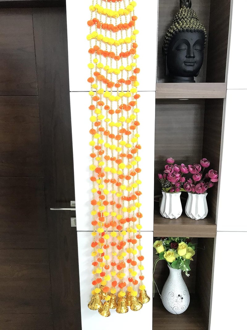 Magpie Document Bag Magpie Collections Handmade Yellow Orange Strings Pom Pom for DoorWall Hanging Bandhanwar Garland for Decoration Diwali FestivalNavratriWedding 6FT5 Strings  - Image 5