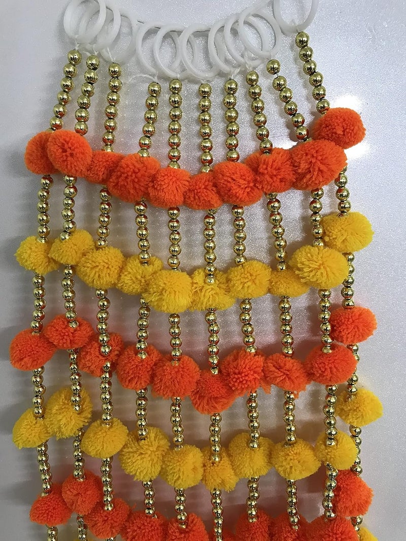 Magpie Document Bag Magpie Collections Handmade Yellow Orange Strings Pom Pom for DoorWall Hanging Bandhanwar Garland for Decoration Diwali FestivalNavratriWedding 6FT5 Strings  - Image 2