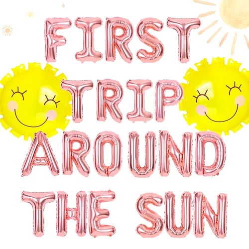 Roaring Good Time Rose Gold First Trip Around the Sun Balloons First Trip Around the Sun Party Decoration Sun First Birthday Party Decoration Sun Balloons Sun First Birthday Party Supplies - Image 1