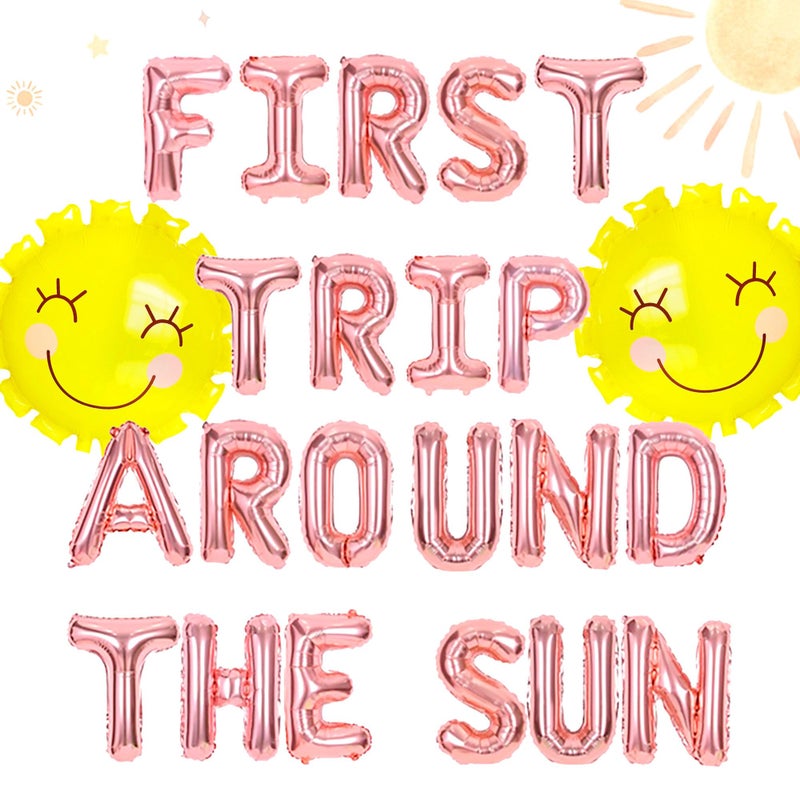 Roaring Good Time Rose Gold First Trip Around the Sun Balloons First Trip Around the Sun Party Decoration Sun First Birthday Party Decoration Sun Balloons Sun First Birthday Party Supplies - Image 3