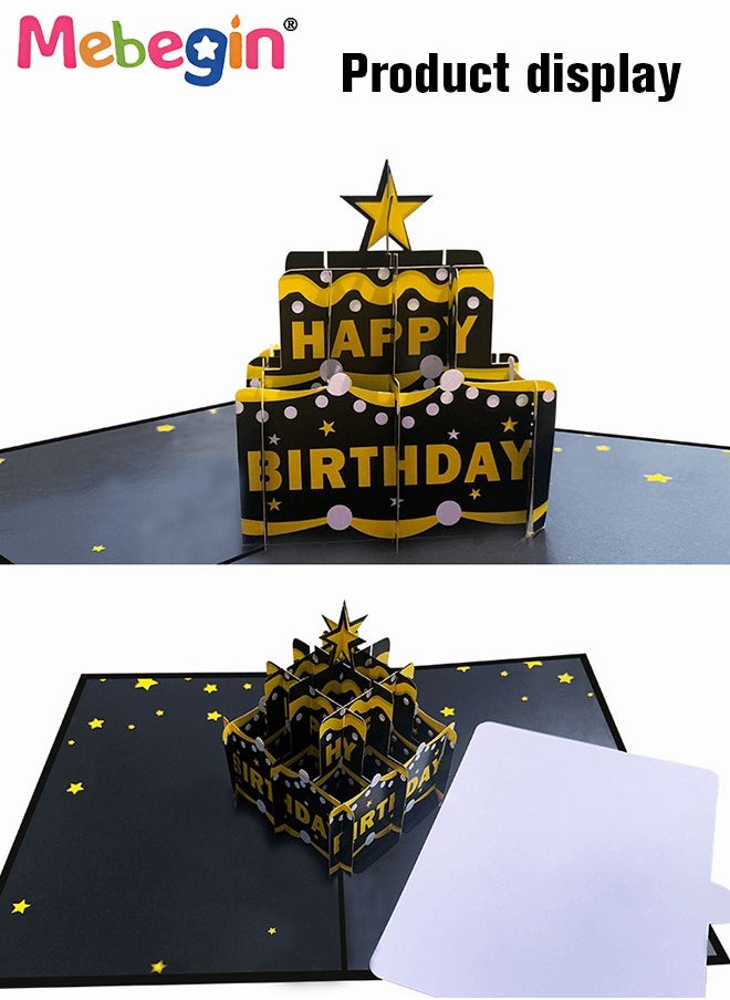 MEBEGIN - 2 Piece Unique Birthday Cards, 3D Pop Up Greeting Card, Creative Cake Shape Invitations, Perfect Birthday Gift Surprise for Your Lovers, Friends and Family, 13*18cm - Image 1