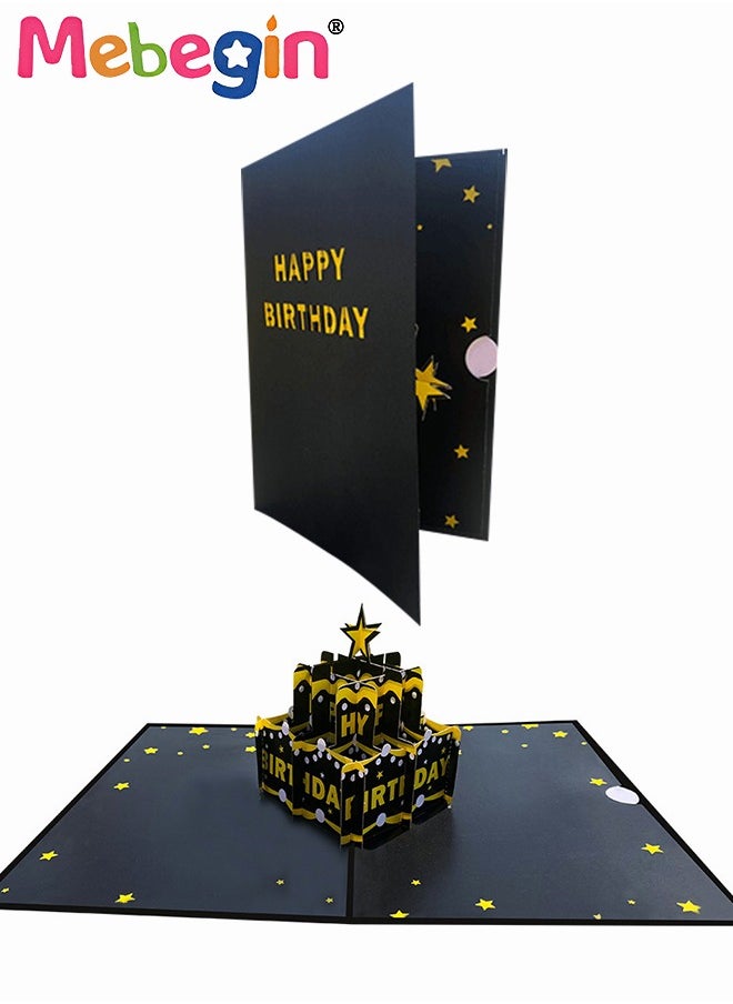MEBEGIN - 2 Piece Unique Birthday Cards, 3D Pop Up Greeting Card, Creative Cake Shape Invitations, Perfect Birthday Gift Surprise for Your Lovers, Friends and Family, 13*18cm - Image 1