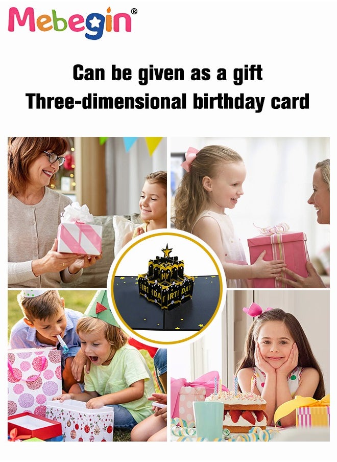 MEBEGIN - 2 Piece Unique Birthday Cards, 3D Pop Up Greeting Card, Creative Cake Shape Invitations, Perfect Birthday Gift Surprise for Your Lovers, Friends and Family, 13*18cm - Image 1
